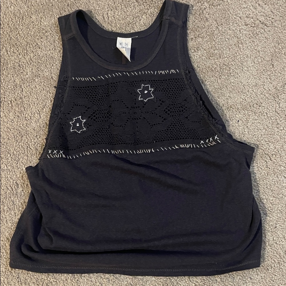 We The Free Black Lace Crop Top